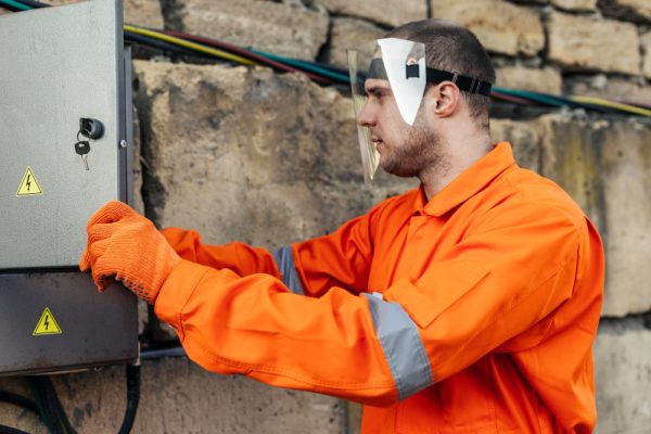 side-view-electrician-uniform-with-protective-gloves-face-shield